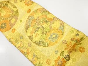 佐賀錦　牡丹に菊・蝶・鳳凰模様織り出し　袋帯